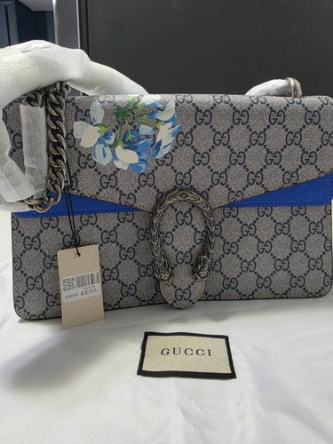 Gucci Dionysus Small GG Supreme Blooms Blue Floral Shoulder Bag 400249 Authentic