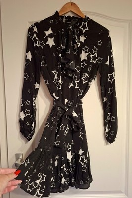WIE NEU! DAMEN KLEID PINKO 100 % VISCOSE SCHWARZ WEISS STEREN 38
