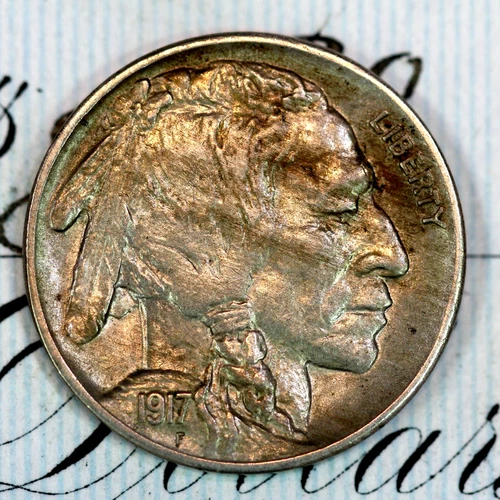 * 1917-P * NEAR+ GEM BU MS BUFFALO NICKEL * FROM ORIGINAL COLLECTION