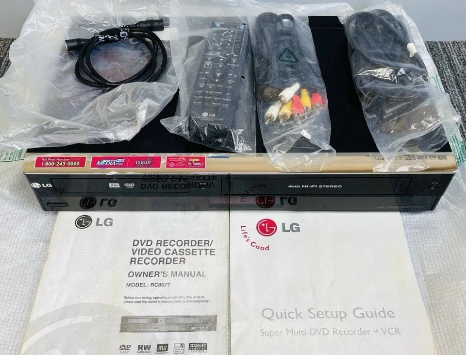 LG RC897T DVD VCR Combo Reproductor VHS a DVD Grabadora HDMI 1080p Sintonizador de TV Digital Foto 3 de 4