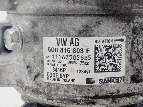 5Q0816803F klimakompressor VOLKSWAGEN GOLF VII BERLINA BQ1 BE2 2016 9180460