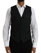 Dolce & Gabbana Black Brown Silk Waistcoat Dress Formal Men's Vest Authentic