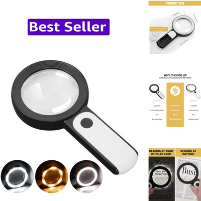 #ad Magnifying Glass with Light Handheld Large Magnifying Glass 18LED Cold and W... $15.99