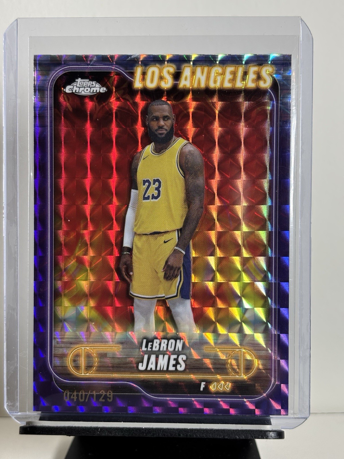 LeBron James 2024 Topps Chrome #22 Purple Geometric Refractor /129