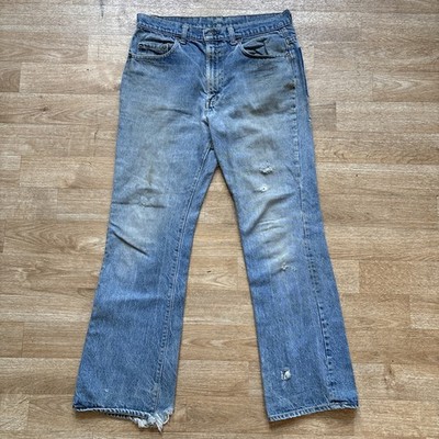 Vintage Levis 517 0217 Denim Jeans 34x31 Talon Zip Red Tab USA 70s