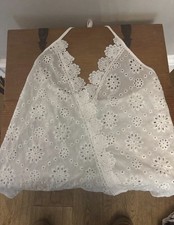White Embroidered Halter-neck Camisole Vest Size Small 8 BNWT