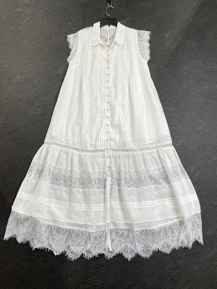 BY ANTHROPOLOGIE Collared Lace Midi Dress Women's Size S White | eBay