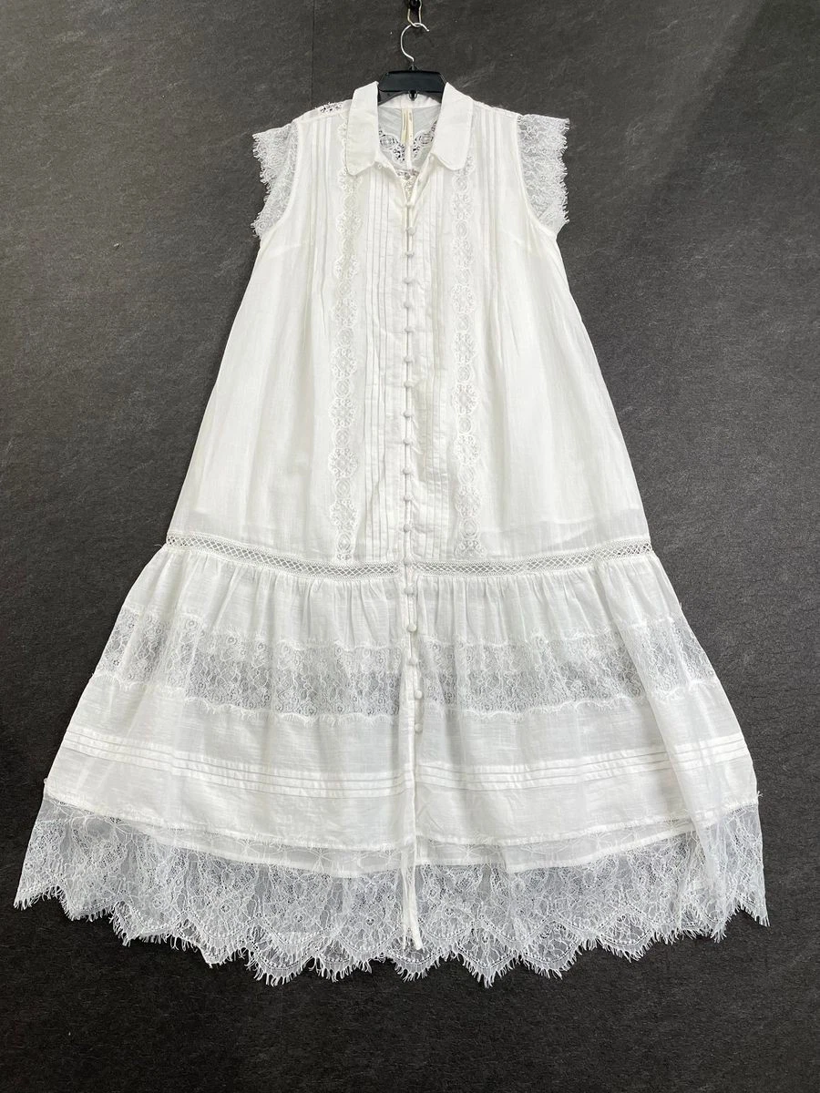 for love & lemons daisy lace mini dress For Love & Lemons Women's Daisy Eyelet Tiered Cotton Fit & Flare Minidress - White