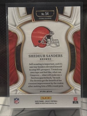 2025 Panini Select Shedeur Sanders Zebra Prizm Shock Concourse SSP