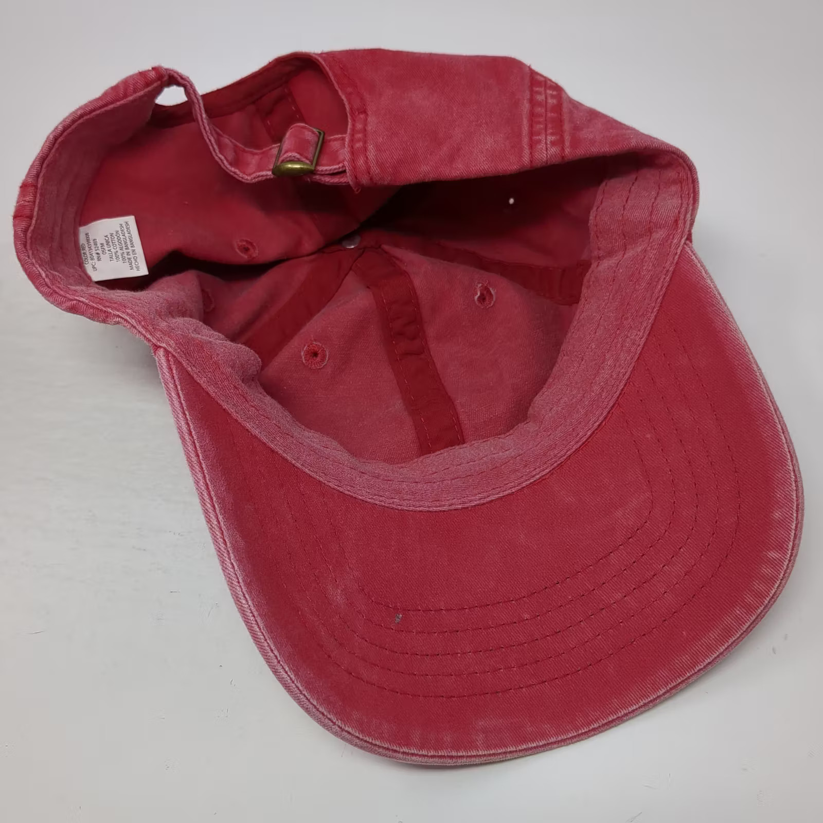Red Baseball Cap Adjustable Slideback Washed Cott… - image 7