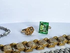 Mixed Costume Jewelry Lot Vintage Rhinestone, Gold-Tone, Art Deco