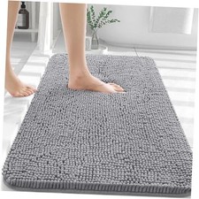 Bathroom Rugs 30x20, Extra Soft Absorbent Chenille Bath Rugs, 30" x 20" Grey
