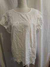 Tigerlily Womens White Cotton Shory Sleeve Top Size 12