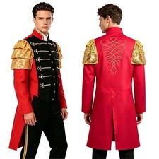 Men Jacket Fancy Tailcoat Dress Up Circus Velvet Ringmaster Blazer Costume Vest