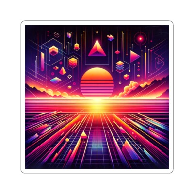 Sticker Vintage Style Synthwave Sunset Neon Retro Vaporwave 2x2'' 3x3'' 4x4'' 6x6''