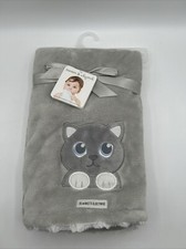 Blankets  Beyond Baby Blanket Cat Kitten Grey Reversible White Soft Plush Lovey