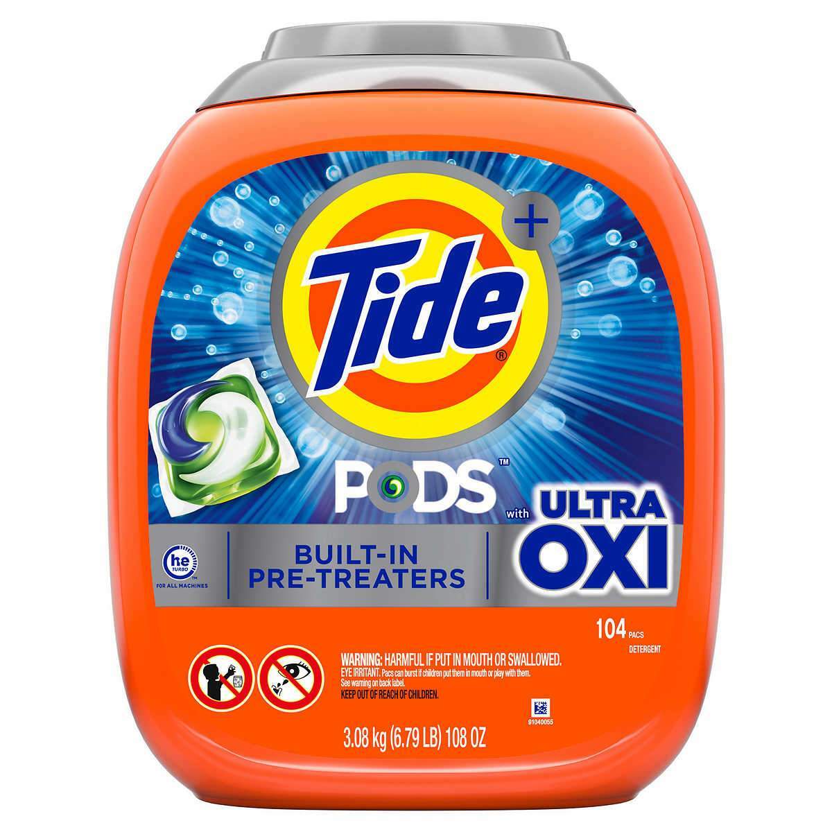 Tide Pods 104ct with Ultra Oxi HE Laundry Detergent Pods