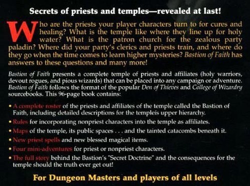 BASTIONE DELLA FEDE ECC! Modulo vintage Dungeons Dragons libro completo sacerdoti TSR - Foto 2 di 3