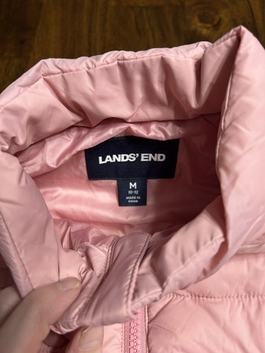 Lands End Girls Size Medium 10-12 Pink Puffer Vest NWOT - Picture 2 of 4