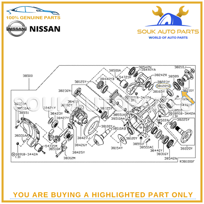 38189-8S110 Genuine Nissan SEAL-OIL,DRIVE PINION VK56DE 381898S110