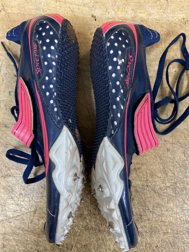SAUCONY women's SPITFIRE TRACK SHOES cleats sz 8 Blue Pink 10104-1 - Picture 9 of 12