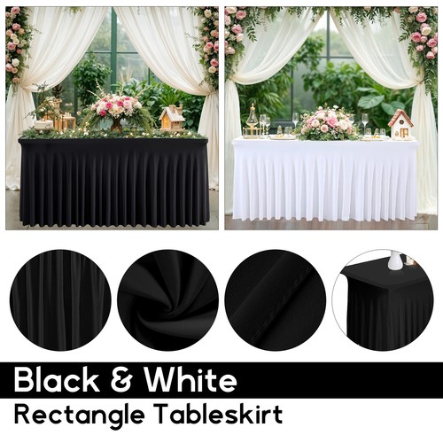 6FT Spandex Stretch Rectangular Table Cover Skirt Style Trestle Party Tablecloth