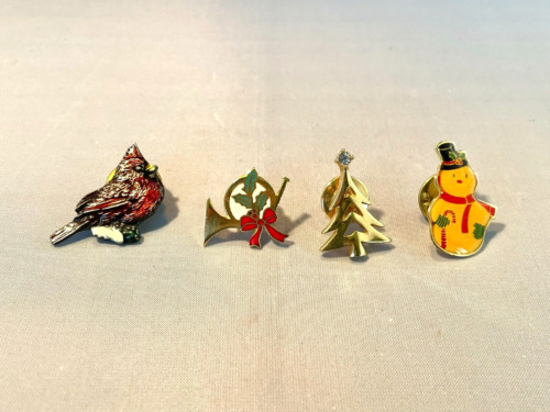 Lot of 4 Signed Christmas Holiday Lapel Hat Pins … - image 1