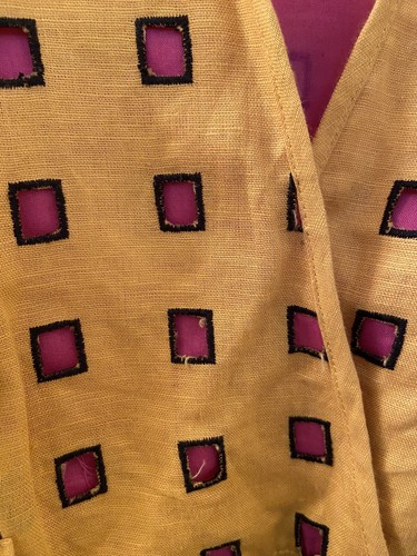 Diane Von Furstenberg Women's Dress Yellow Pink Cutout Bundette Linen Blend Sz 0 - Picture 4 of 9