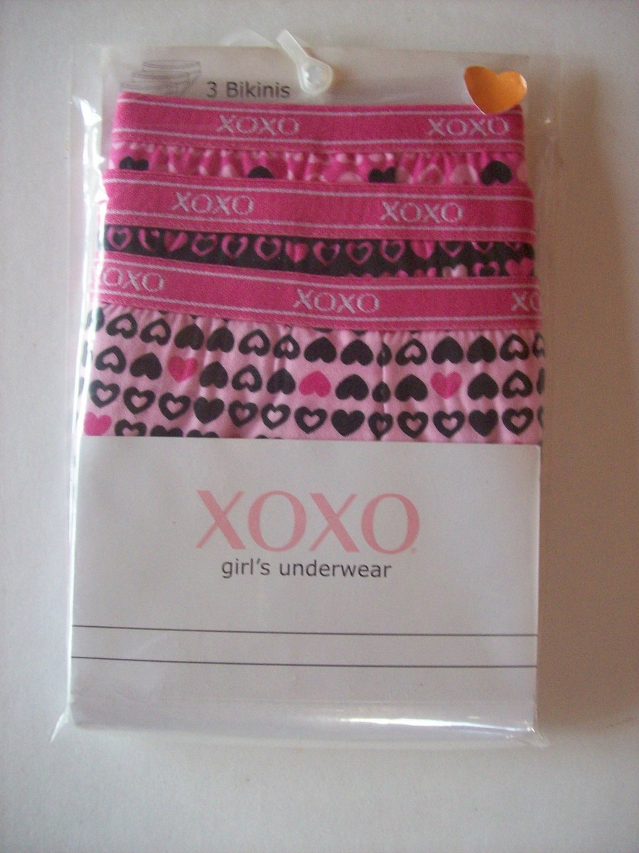 XOXO Underwear Underpants Girls 3pr Bikinis XS S M L XL Heart