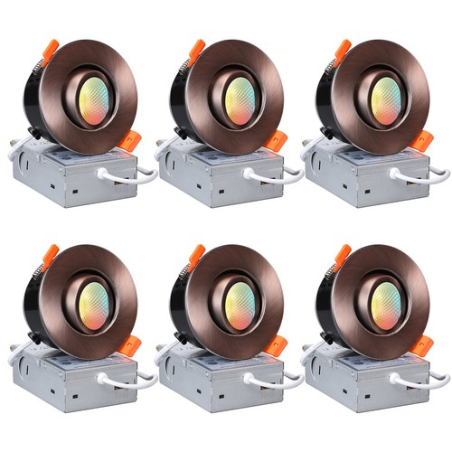 3 Inch 5CCT Gimbal Recessed Lighting, 7W, Oil Rubbed Bronze, Pack of 6 - Picture 1 of 7
