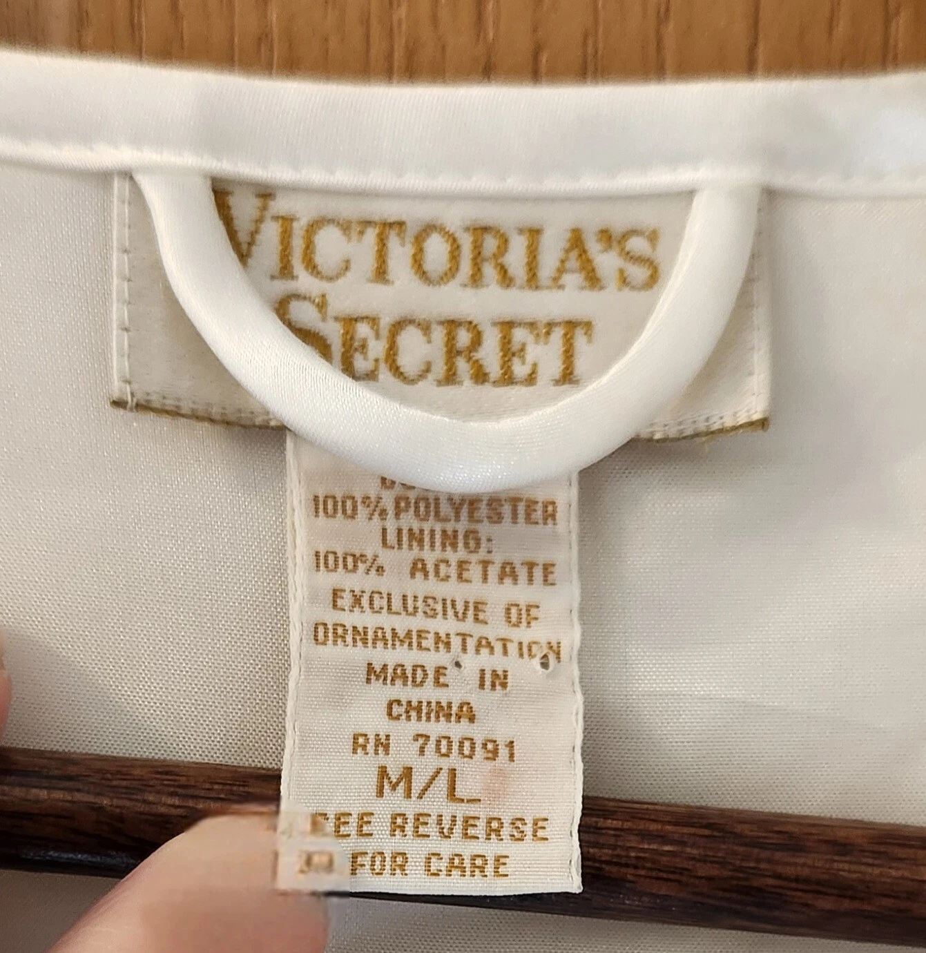 UNDERCOVER Camicia da notte vintage VICTORIA'S SECRET M etichetta oro "raso" ricamata con giacca