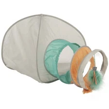 SmartyKat Fringe Frenzy Cat Hideout with Tunnel Cat Toy Entrance, Grey, One Size