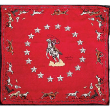 Wyoming Traders Wild Rag Cowboy Mustang Red Silk Scarf - 34.5"