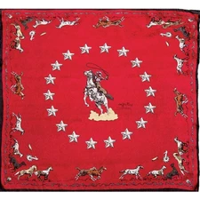 Wyoming Traders Wild Rag Cowboy Mustang Red Silk Scarf - 34.5"