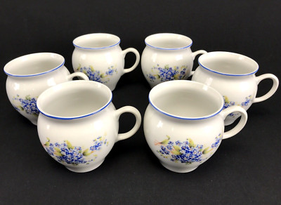 Thun 1794 Bernadotte Forget-Me-Not Coffee Cups Mugs Flared Bell Shape Set of 6