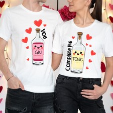 Couples Valentines Day Outfit Ideas Gin & Tonic Matching T-Shirts Tee #VD