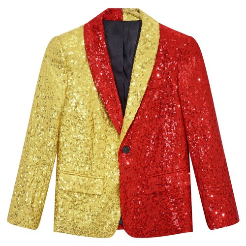 Kids Boys Blazer Shiny Outerwear ClubCelebration Jacket Long Sleeve Costumes - Picture 7 of 54