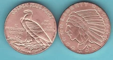 1/4 oz.  INDIAN INCUSE   "$5 Gold Design"   Copper Round Coin  NO DATE  "RARE"