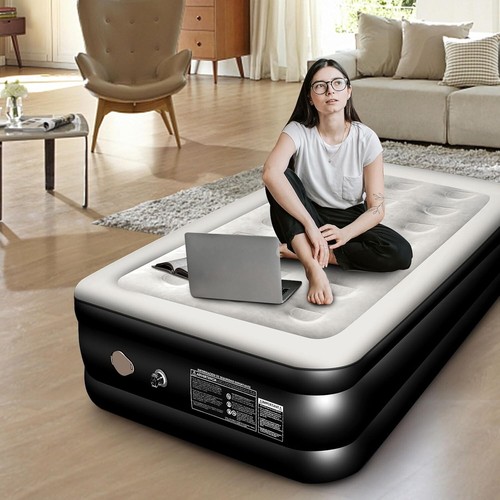 Single Size Air Mattress,1 Inflatable Pillow,Inflatable Airbed with Air Pump - Picture 2 of 7