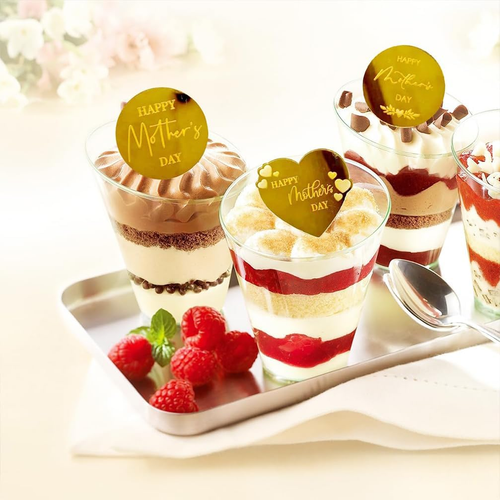 Happy Mother'S Day Acrylic Cupcake Topper, 20 Pcs 4 Styles Gold round Heart Mirr - Picture 7 of 7