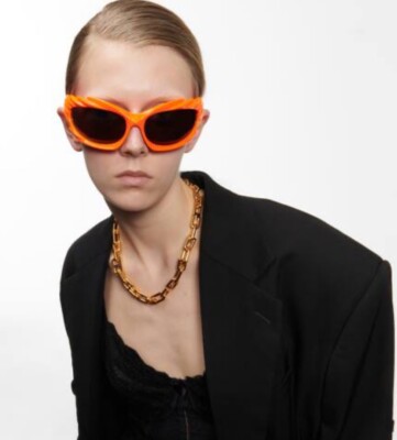 サングラス BALENCIAGA Woman Sunglasses Orange BB0255S 005 NEW BALENCIAGA BB0255S 005 ORANGE GREY UNISEX OVERSIZED