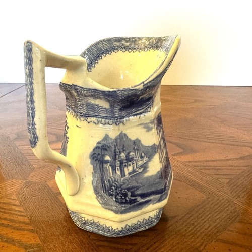 ANTIQUE 1850 English Diamond Registry Mark Blue White Transfer Ware Pitcher Vase - Picture 7 of 15