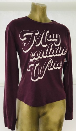 Zoe + Liv MAY CONTAIN WINE TEE manica lunga extra large XL NUOVO CON ETICHETTE - Foto 9 di 11