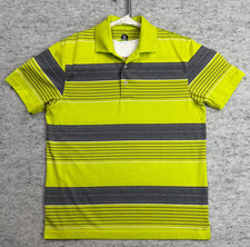 PGA Tour Pro Series Athletic Short Sleeve Striped Golf Polo Shirt Size L NOTES