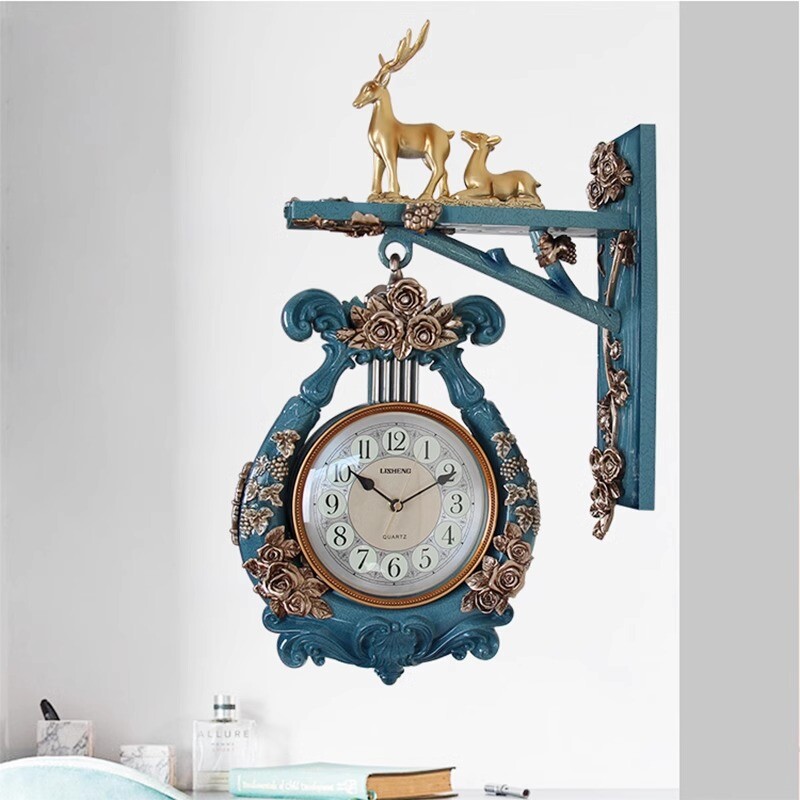 Double-sided wall clock modern clock European simple two-sided clock household