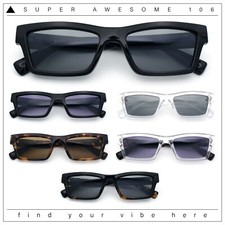 Hipster Dad Fashion Narrow Rectangle Thick Plastic Horn Rim Sunglasses