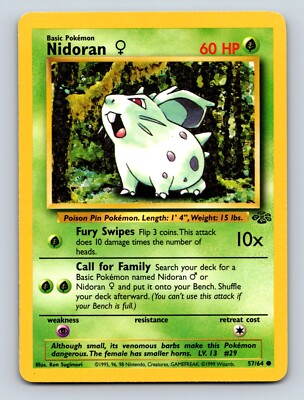 Nidoran HP 60 Fury Swipes Call For Family Green Rarity Pokémon