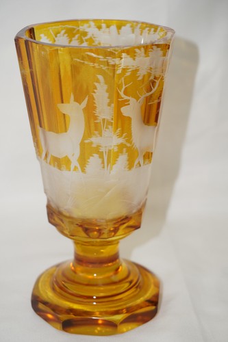 Vaso de té helado Moser ámbar bohemio corte a claro, 6 1/4" (#5) (G42) - Imagen 2 de 10