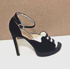 New PAPELL Women Size 5,5, 6 BLACK Ankle Platform Leather Sole Sandal Heel Shoes