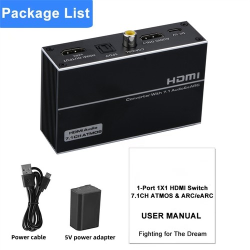 New 1x1 HDMI EARC Extractor 4K 1 In 1 Out 120Hz HDMI Splitter Audio Converter - Picture 5 of 18